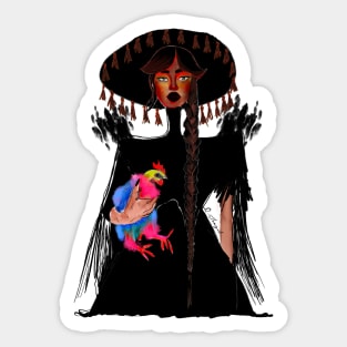 Lady with a chicken Sticker